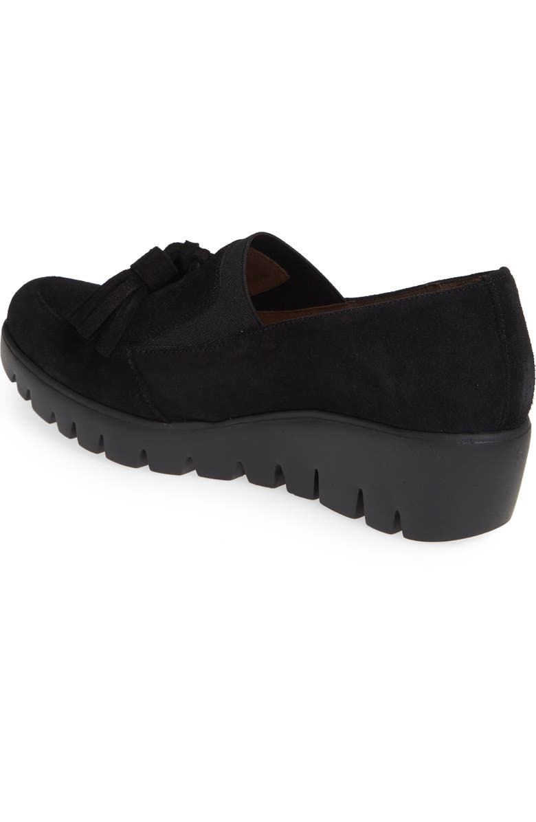 Wonders Talla Loafer Wedge, Alternate, color, Black Water-Resistant Suede
