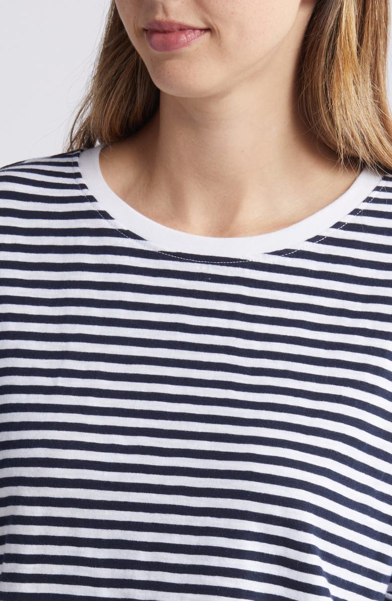 Caslon<sup>®</sup> Relaxed Organic Cotton Boyfriend T-Shirt, Alternate, color, Navy- White Brooke Stripe