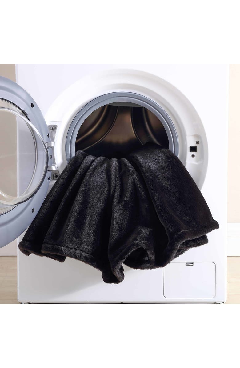 CITY SCENE Faux Fur Throw Blanket, Alternate, color, Black