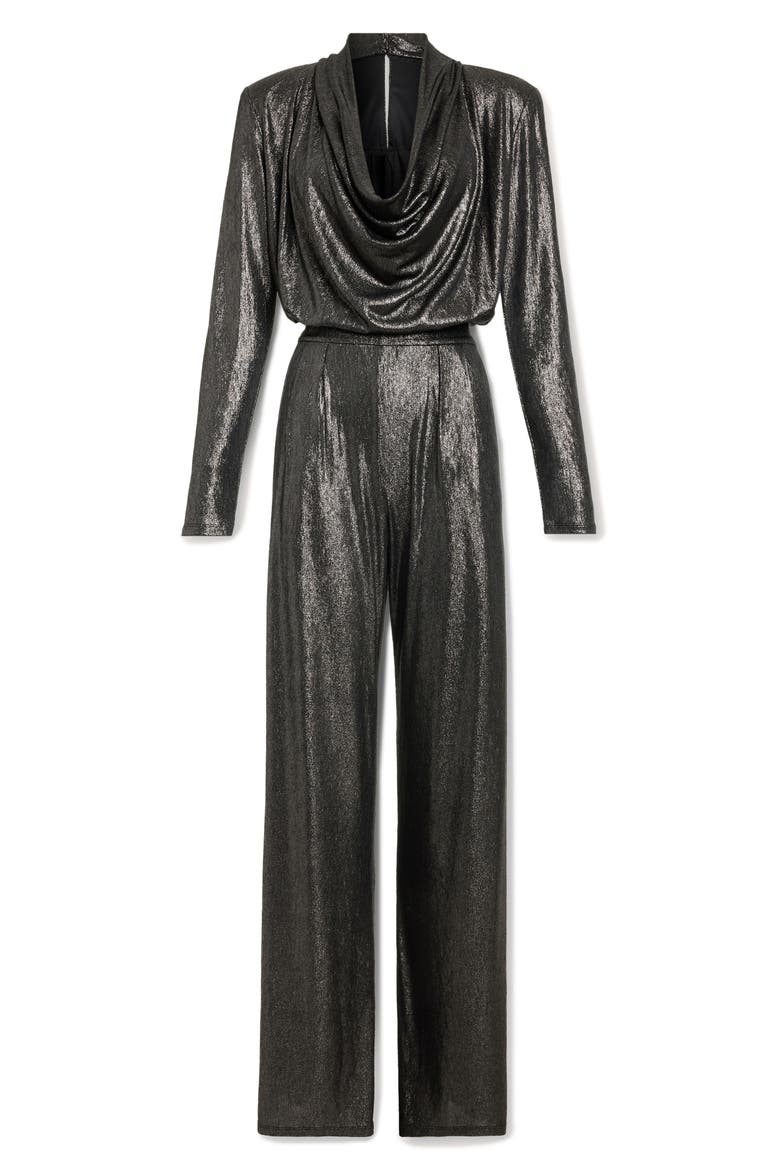 Eden Cowl Neck Long Sleeve Jumpsuit, Alternate, color, GUNMETAL