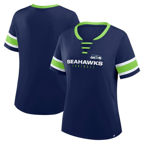 Women's Fanatics College Navy Seattle Seahawks Redzone Draw Play Athena Lace-Up T-Shirt