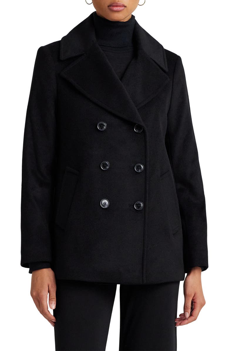 Lauren Ralph Lauren Martingale Wool Blend Peacoat, Main, color, 