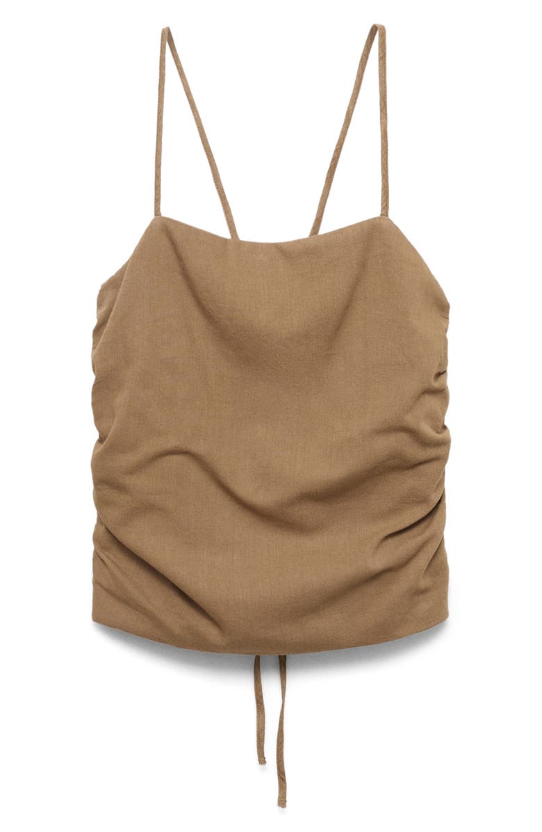 MANGO Crossback Cotton & Linen Top, Alternate, color, Sand