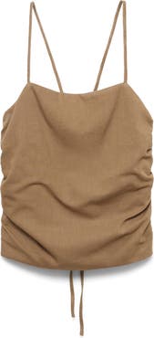 MANGO Crossback Cotton & Linen Top