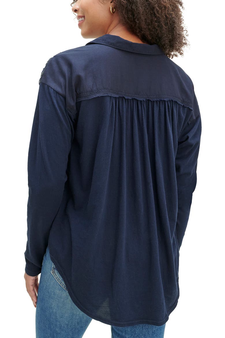 Paige Button-Up Shirt, Alternate, color, NAVY