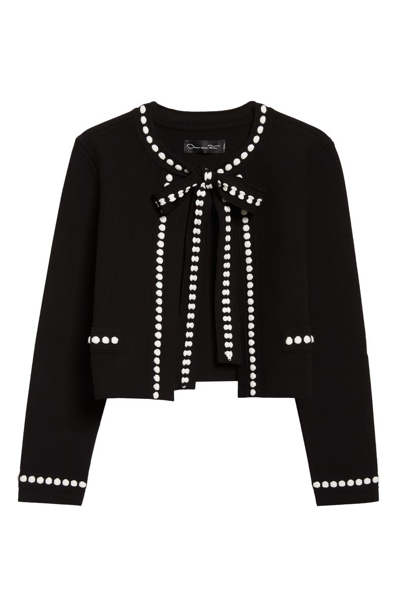 Oscar de la Renta Bubble Trim Cardigan, Main, color, Black/ White