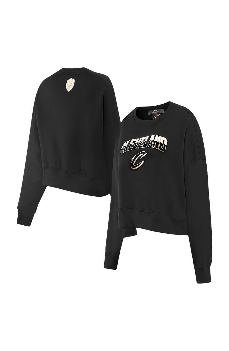 PRO STANDARD Women's Pro Standard Black Cleveland Cavaliers Glam Cropped Pullover Sweatshirt, Alternate, color,