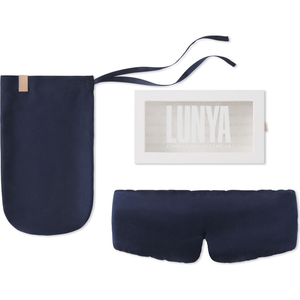 Lunya Washable Silk Weighted Sleep Mask in Deep Blue