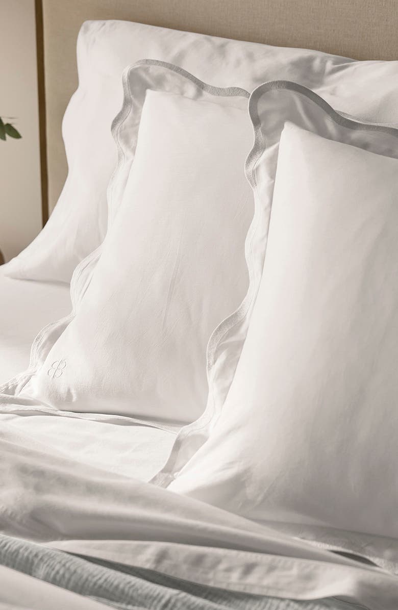 Boll & Branch Signature Curved Edge Duvet Cover & Shams Set, Alternate, color, White/ White