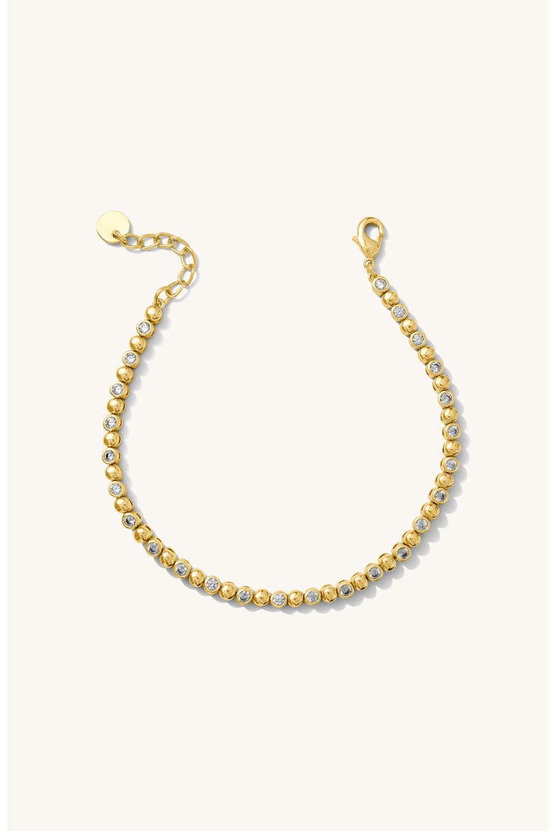 Bezel Bead Tennis Bracelet, Main, color, Gold