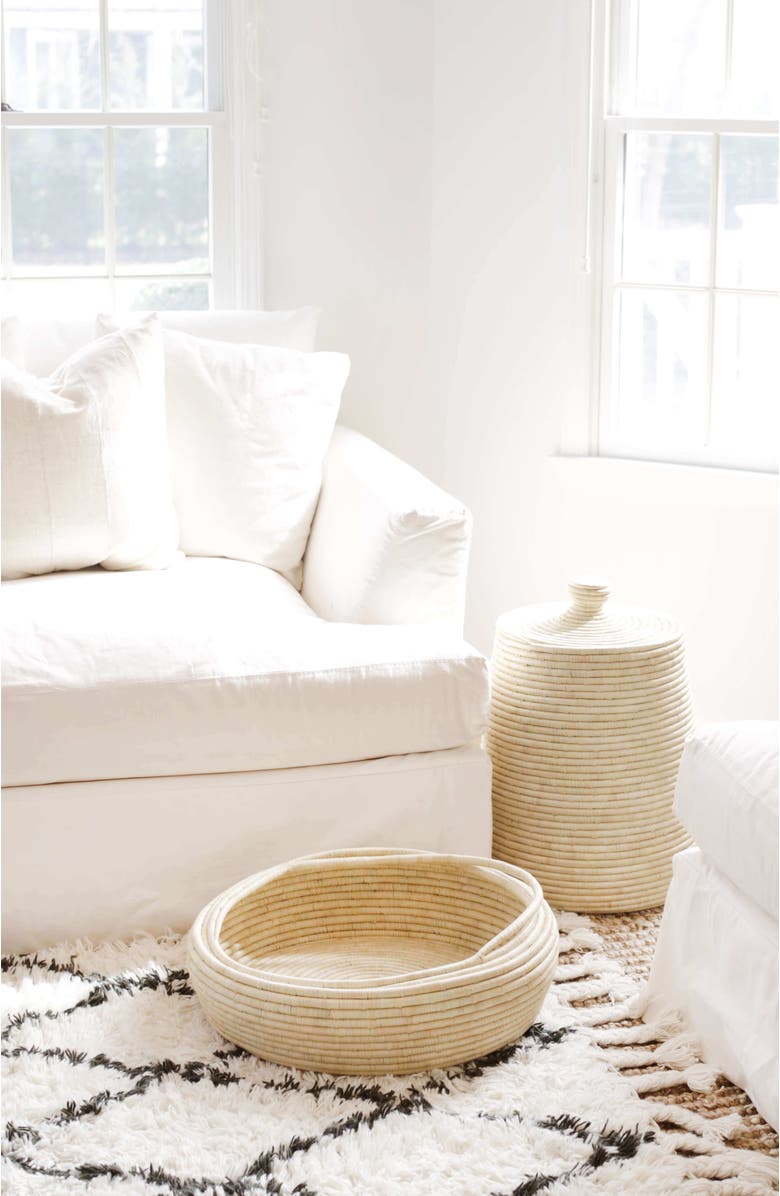 indego africa Raffia Lidded Basket, Alternate, color, Natural