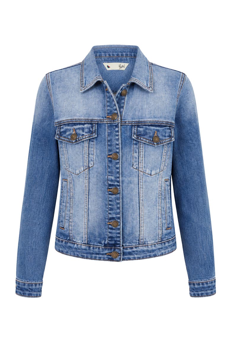 Stretch Washed Denim Jacket, Alternate, color, Blue