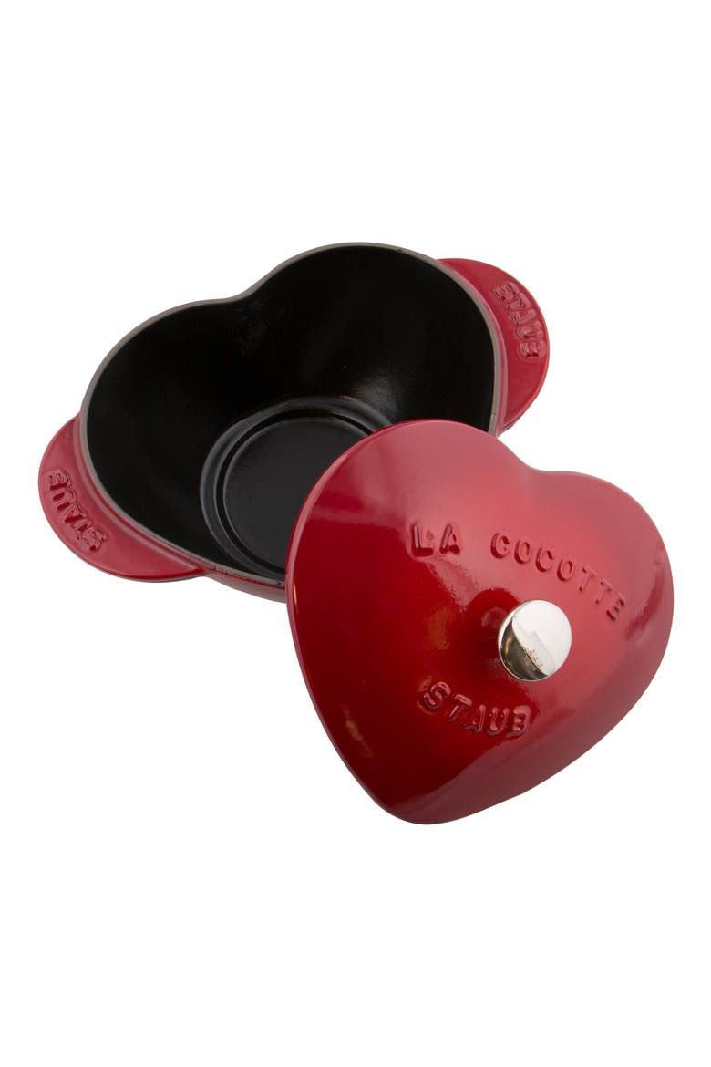 1.75-Quart Enameled Cast Iron Heart Baking Dish, Alternate, color, CHERRY