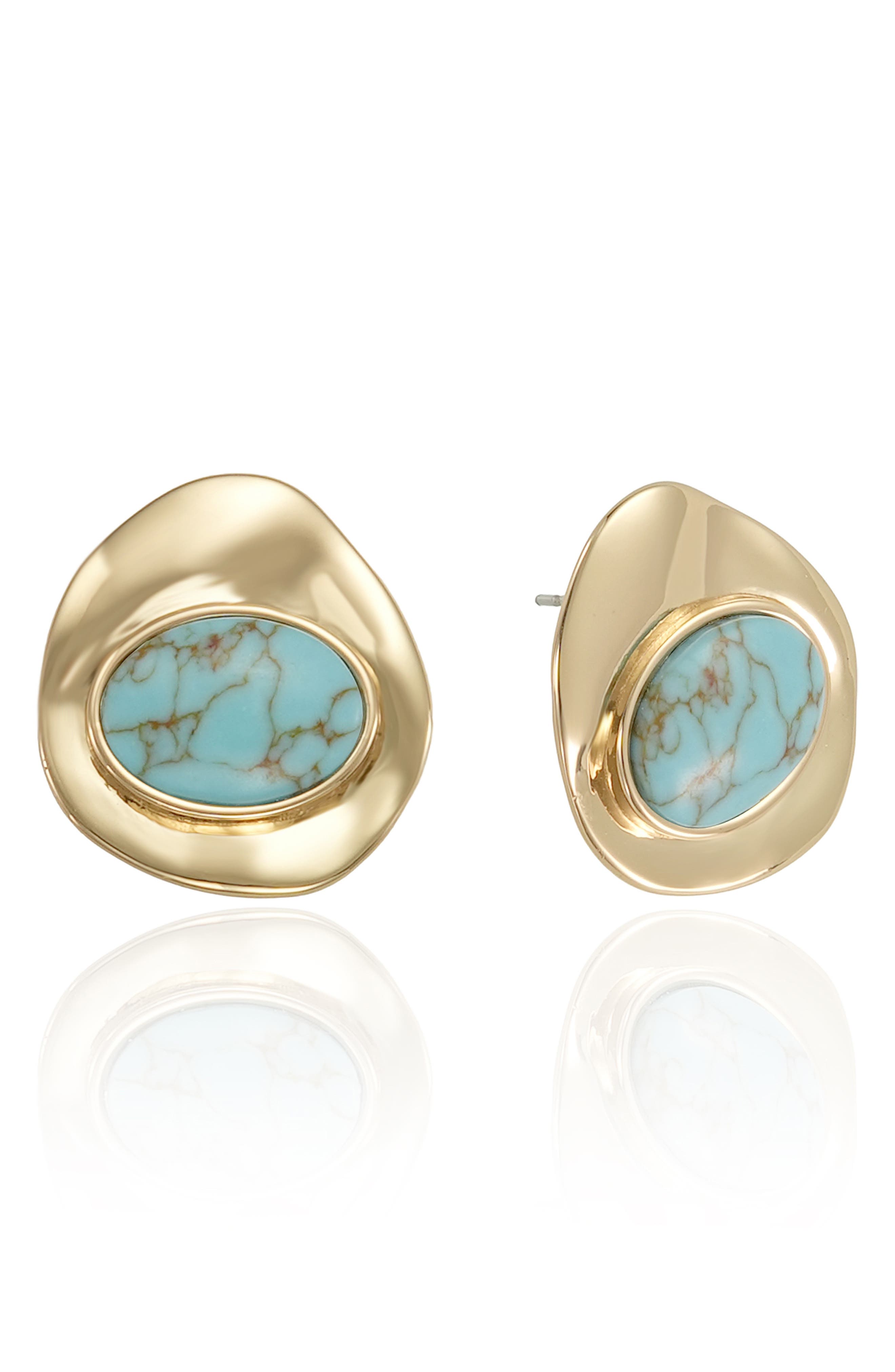 Ettika Synthetic Stone Stud Earrings