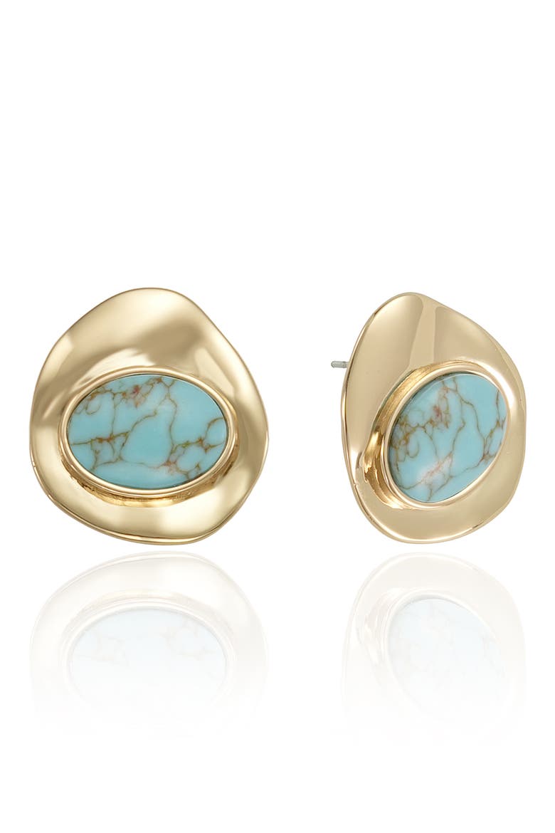 Synthetic Stone Stud Earrings, Main, color, TURQUOISE