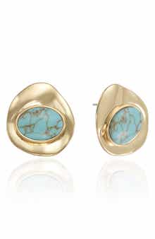 Synthetic Stone Stud Earrings