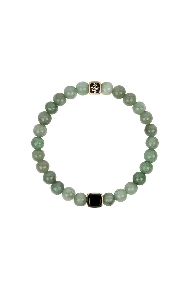 Men's Jade Onyx Hamsa Charm Beaded Bracelet Abundant Support, Main, color, Black/gold