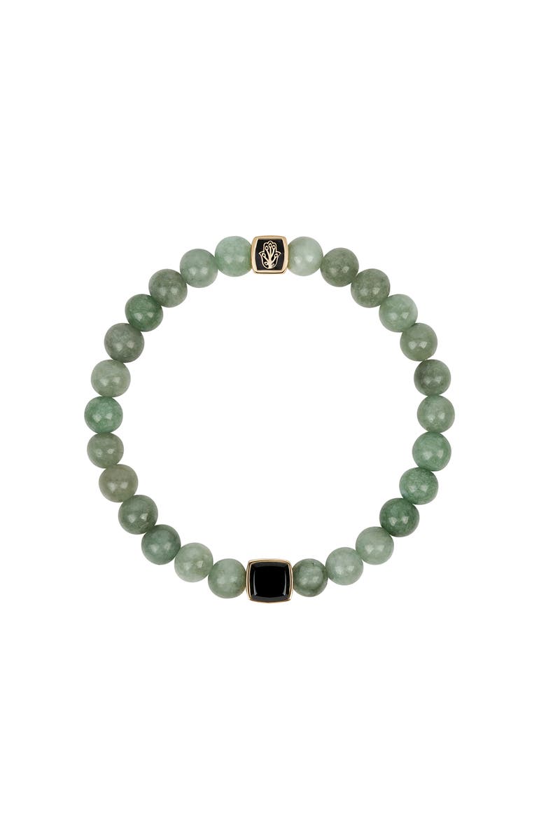 Karma and Luck Men's Jade Onyx Hamsa Charm Bracelet Abundant Support, Main, color, Black/Gold