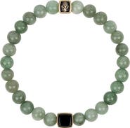 Karma and Luck Men's Jade Onyx Hamsa Charm Beaded Bracelet Abundant Support
