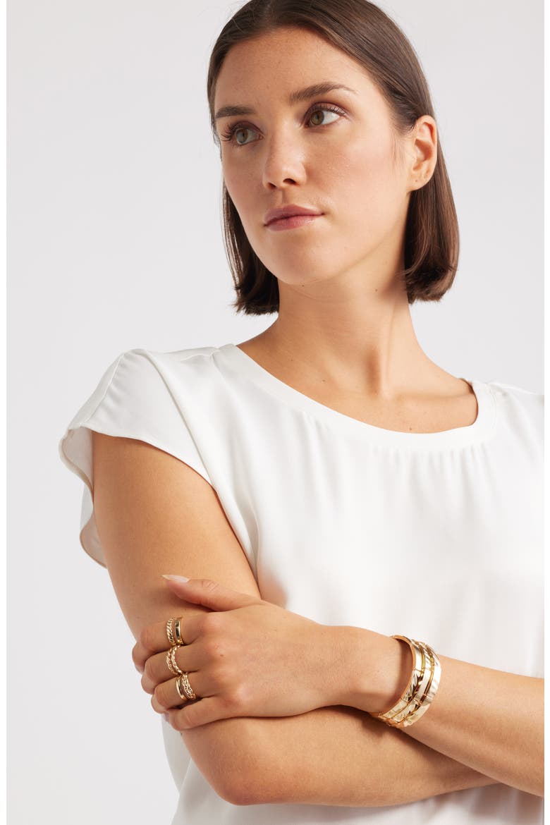 Set of 5 Twist Stacking Rings, Alternate, color, GOLD