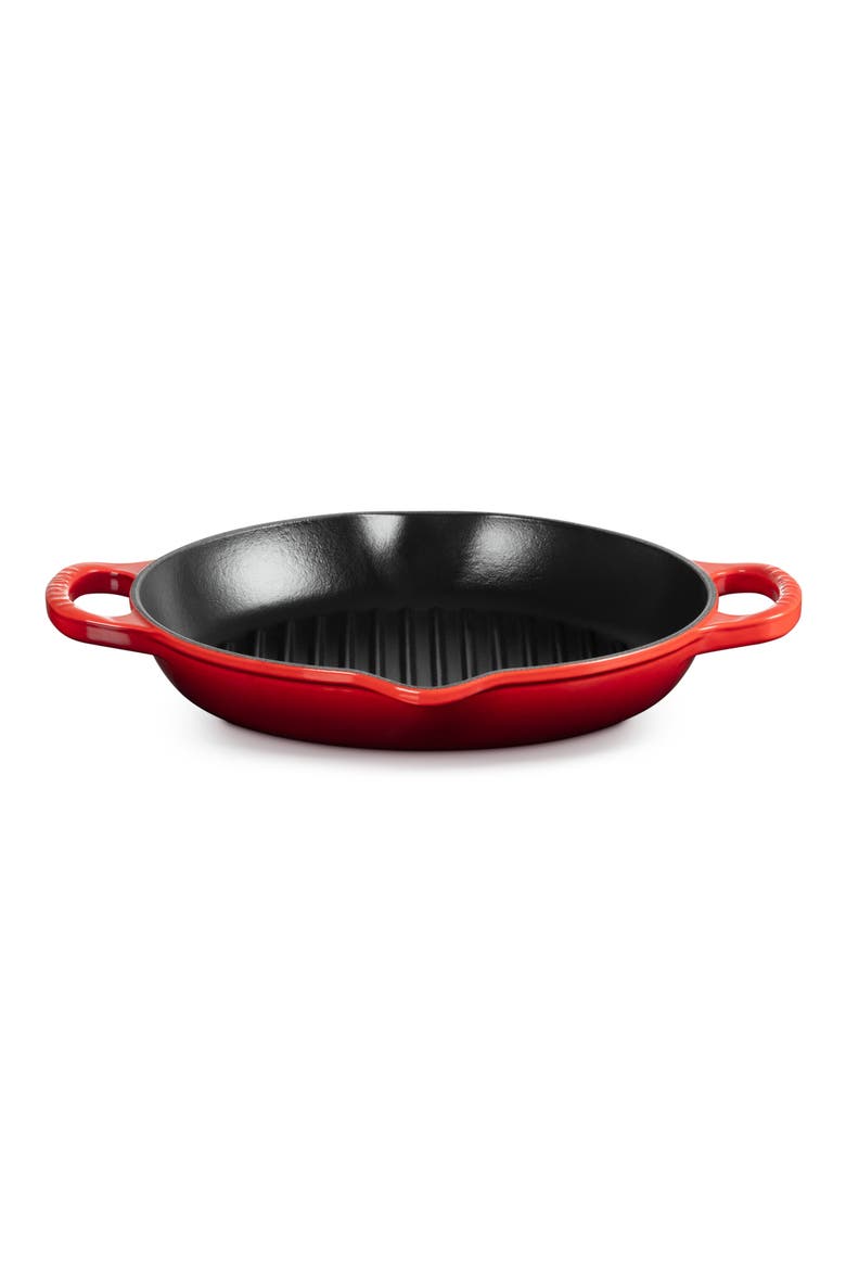 Signature Deep Round Enamel Cast Iron Grill Pan, Main, color, CERISE