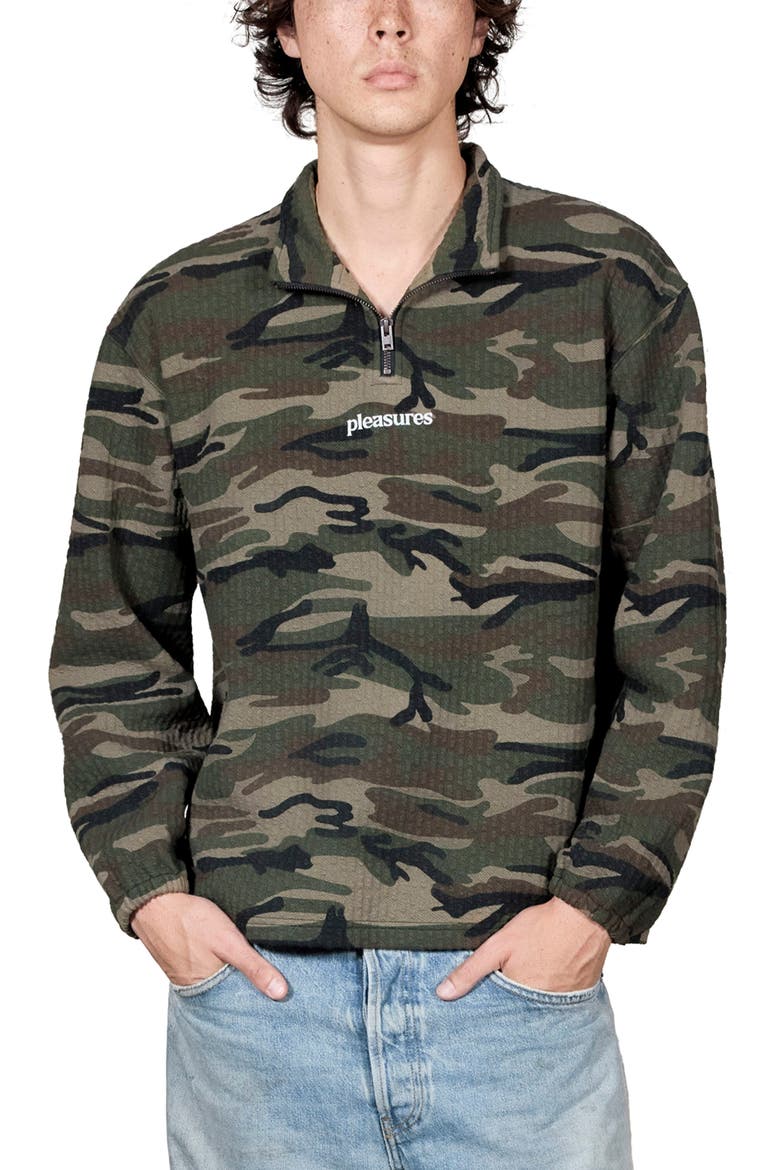 Textured Camo Quarter Zip Pullover, Alternate, color, CAMO