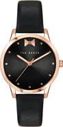 Ted Baker London Fitzrovia Bow Leather Strap Watch, 34mm
