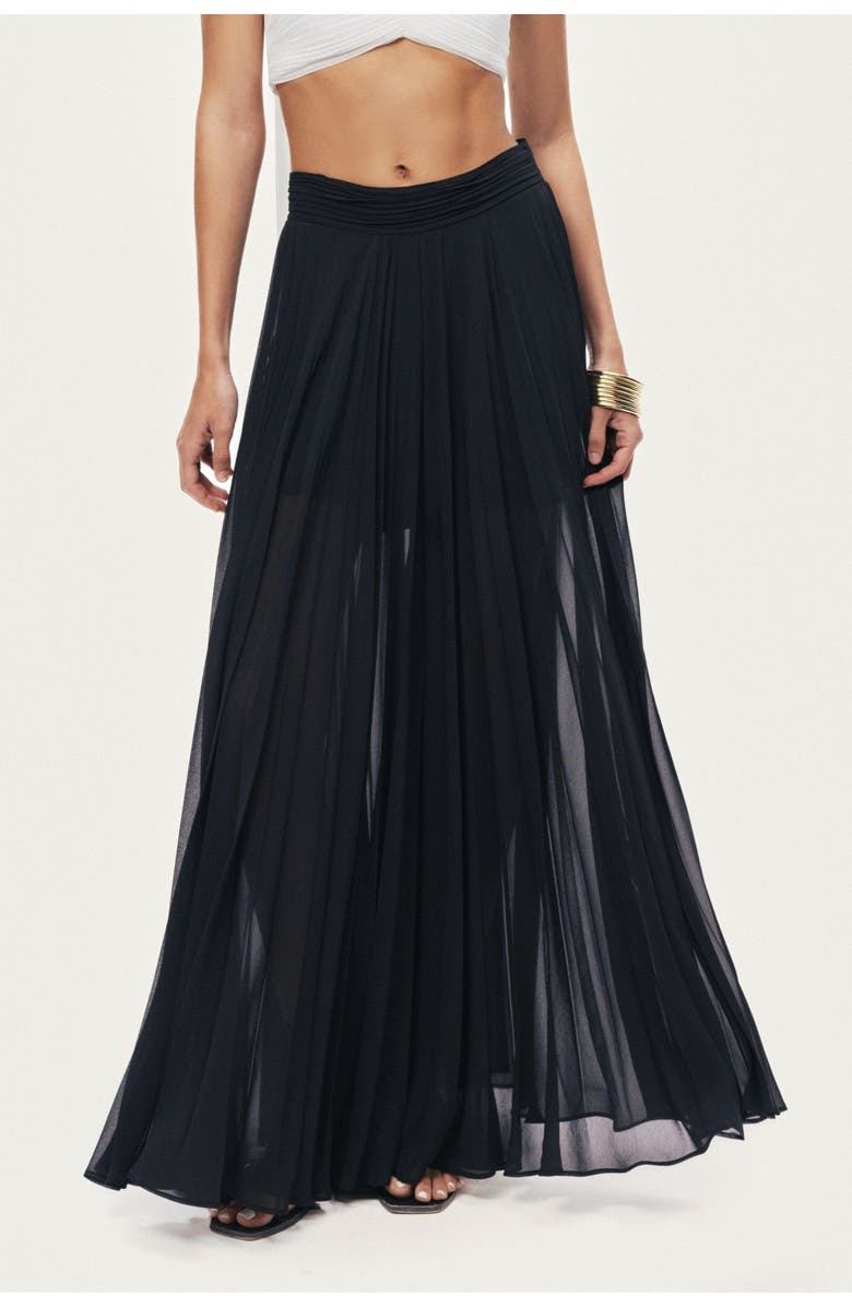 Nocturne Pleated Chiffon Wide-Leg Pants, Main, color, Black