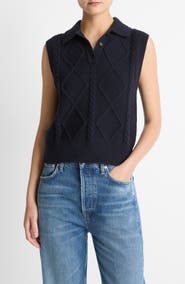 Vince Polo Cable Sweater Vest
