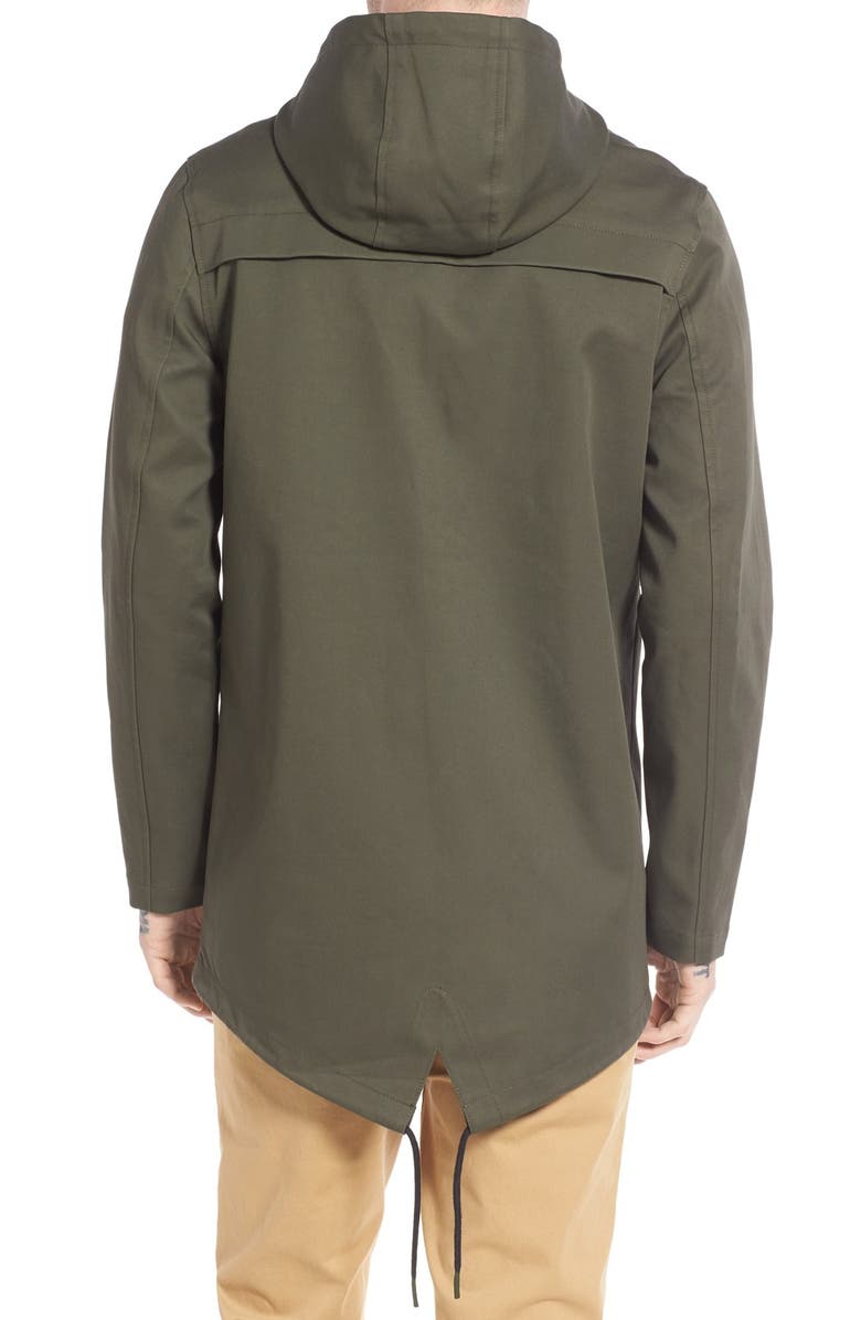 Topman Bonded & Coated Cotton Fishtail Parka, Alternate, color,