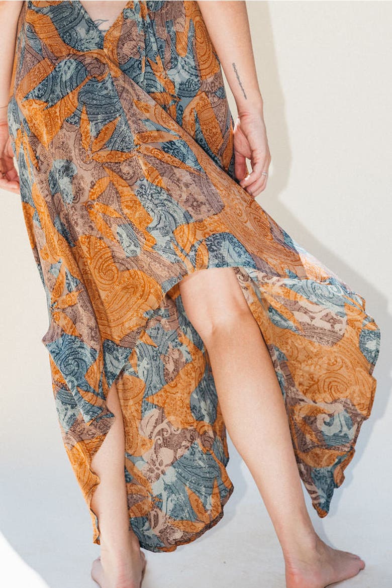 Classic Silk Dress Alexa, Alternate, color, Yellow & Blue