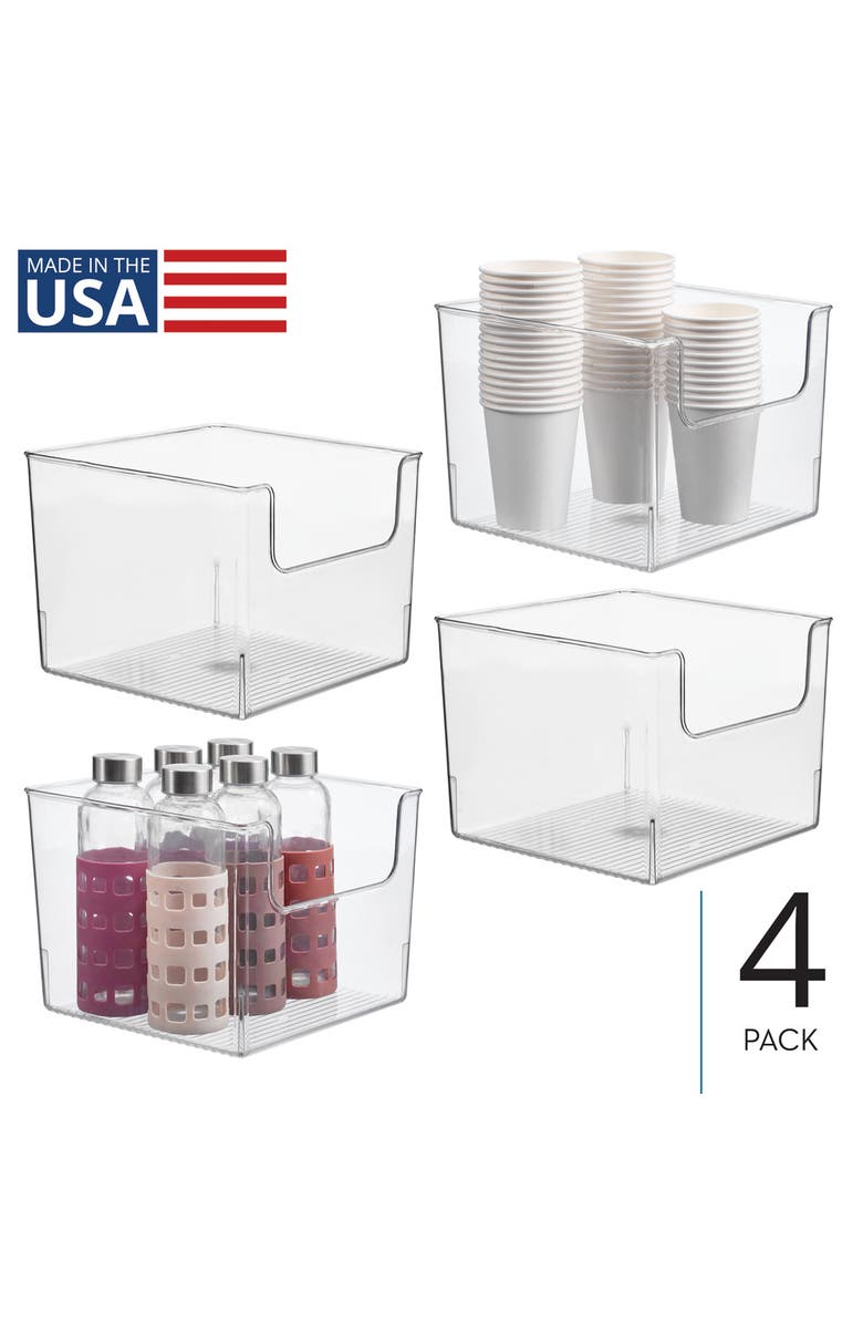 iDesign Open-Front Storage Bin for Kitchen, Pantry, Bathroom, Office, Set of 4, Clear, Made in USA, Alternate, color, Clear