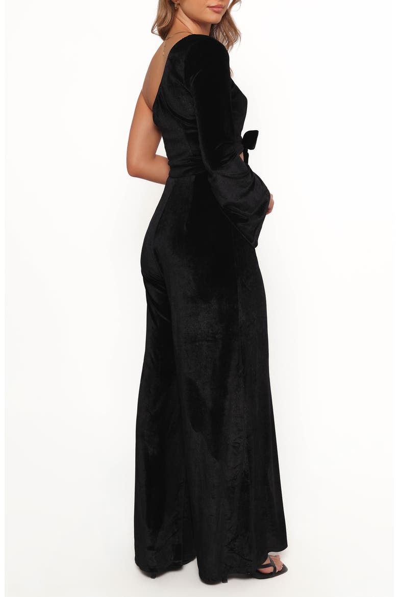 Avery One-Shoulder Velvet Jumspuit, Alternate, color, BLACK