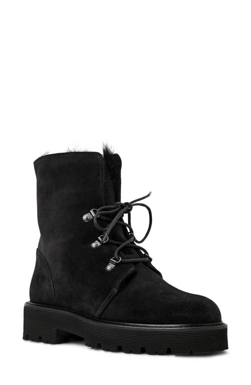 Aquatalia Eva Faux Shearling Cuff Hiker Boot In Black
