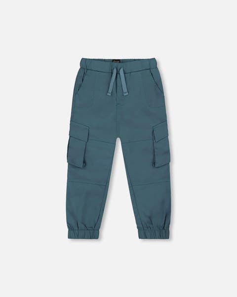 Little Boy's Parachute Cargo Pocket Jogger Pants Dark Teal