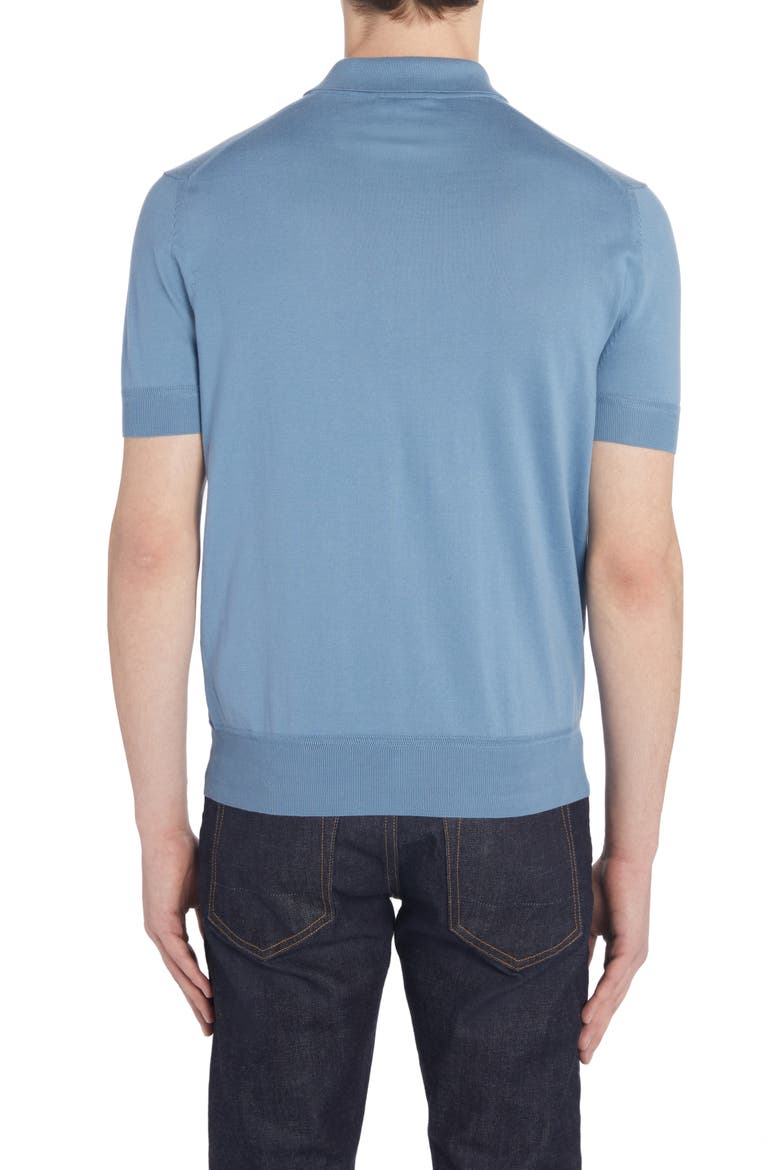 Superfine Sea Island Cotton Polo Sweater, Alternate, color, DENIM BLUE