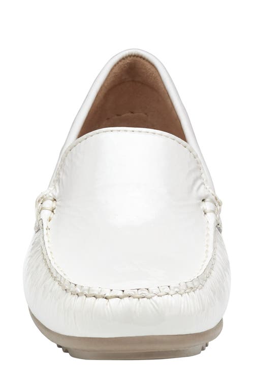 Johnston & Murphy Melanie Venetian Loafer In White Crinkled Patent Leather