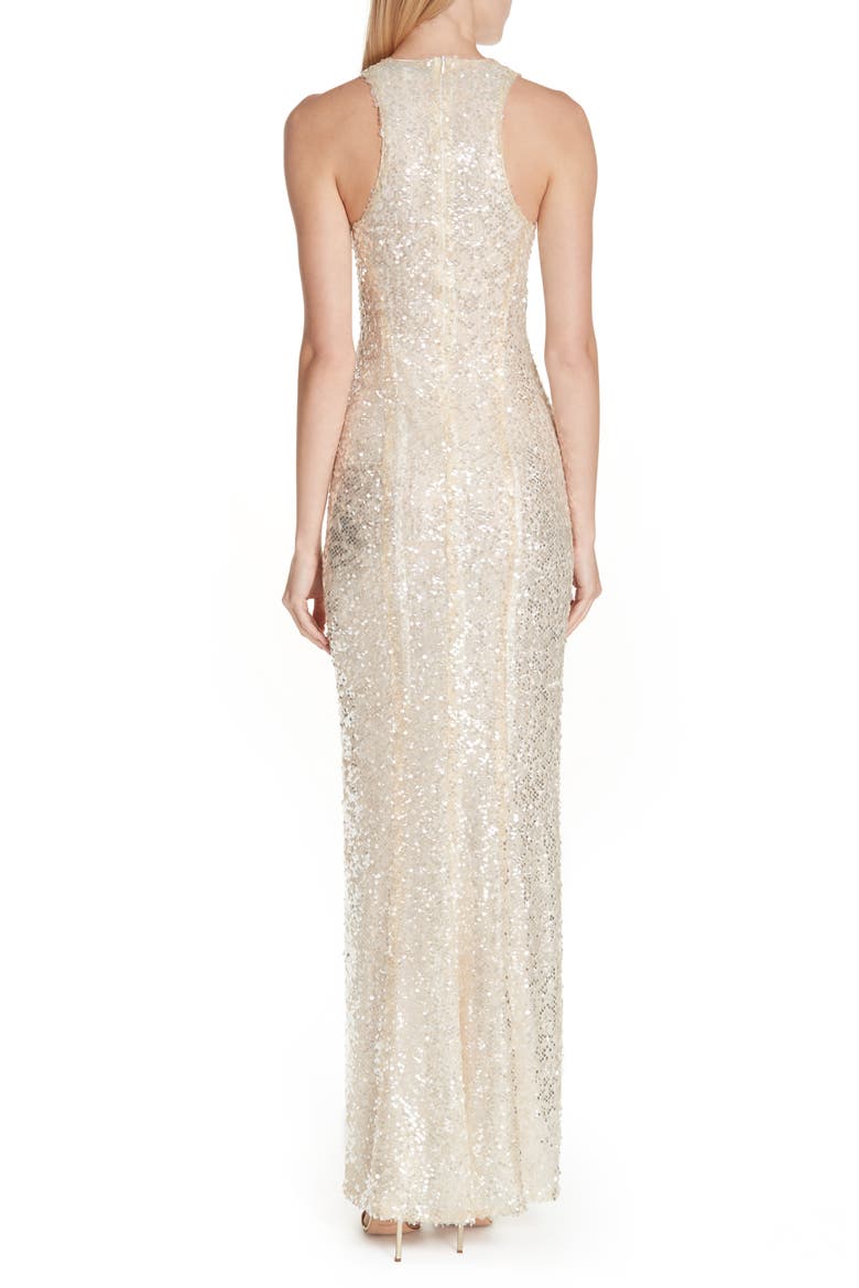 Sequin Racerback Column Gown, Alternate, color, GOLD