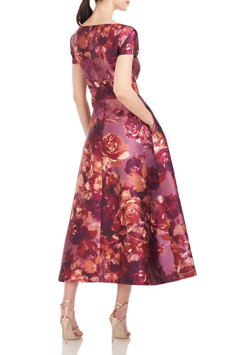 Kay Unger Tierney Floral Midi Dress, Alternate, color, 