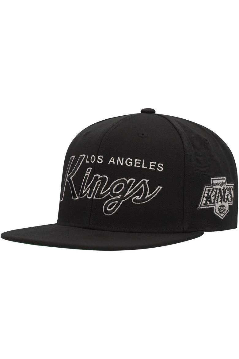 Men's Mitchell & Ness Black Los Angeles Kings Core Team Script 2.0 Snapback Hat, Main, color, Black