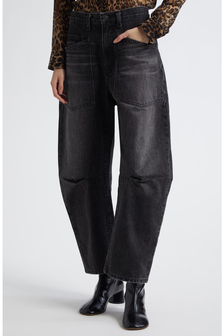 Shon Barrel Leg Jeans, Alternate, color, STONE BLACK WASH