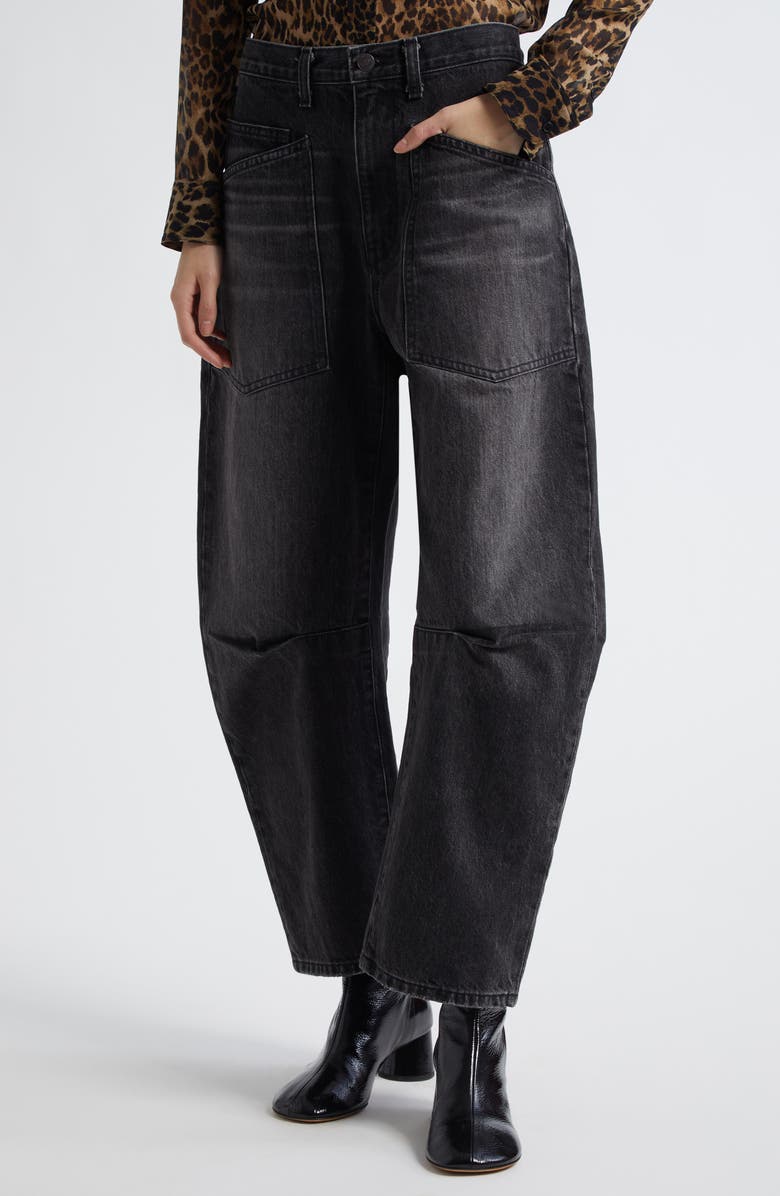 Nili Lotan Shon Barrel Leg Jeans, Alternate, color, Stone Black Wash