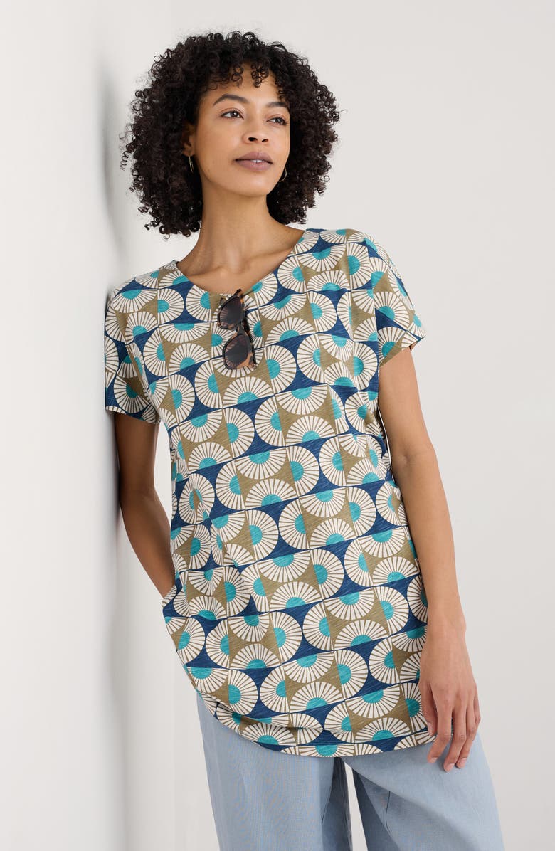 Seasalt Cornwall Ocean Gaze Daisy Print Organic Cotton Jersey Tunic, Alternate, color, Sun Geo Poseidon