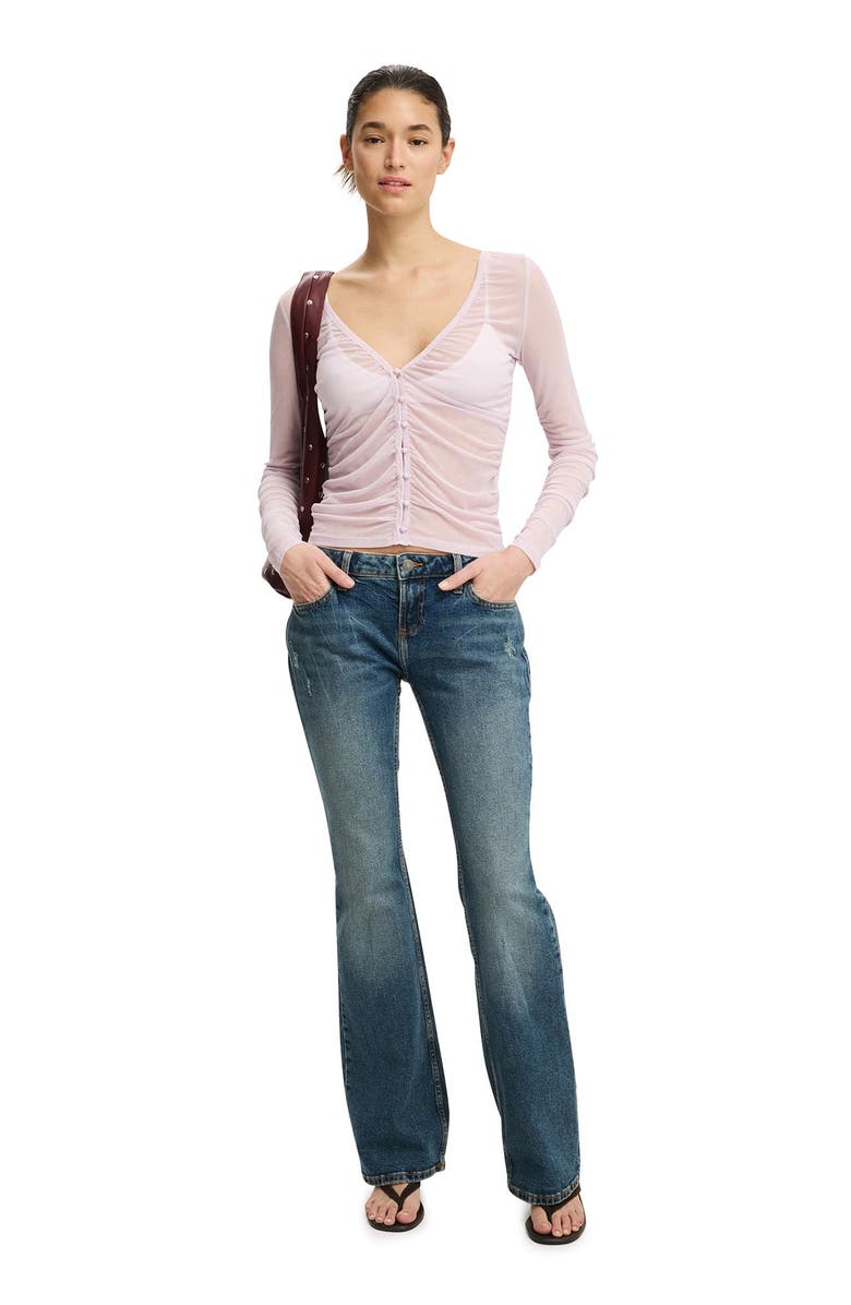 Cotton On Women's Alix Mesh Button Through Long Sleeve, Alternate, color, Light Lilac