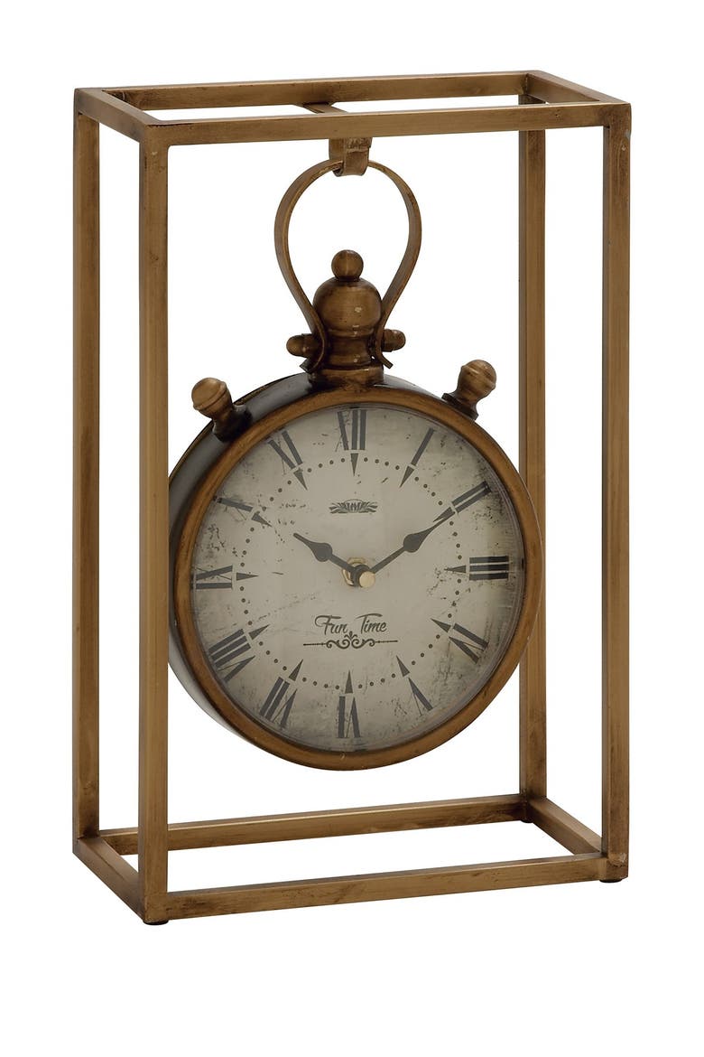 Bronze Metal Standing Stopwatch Clock, Main, color, BRONZE