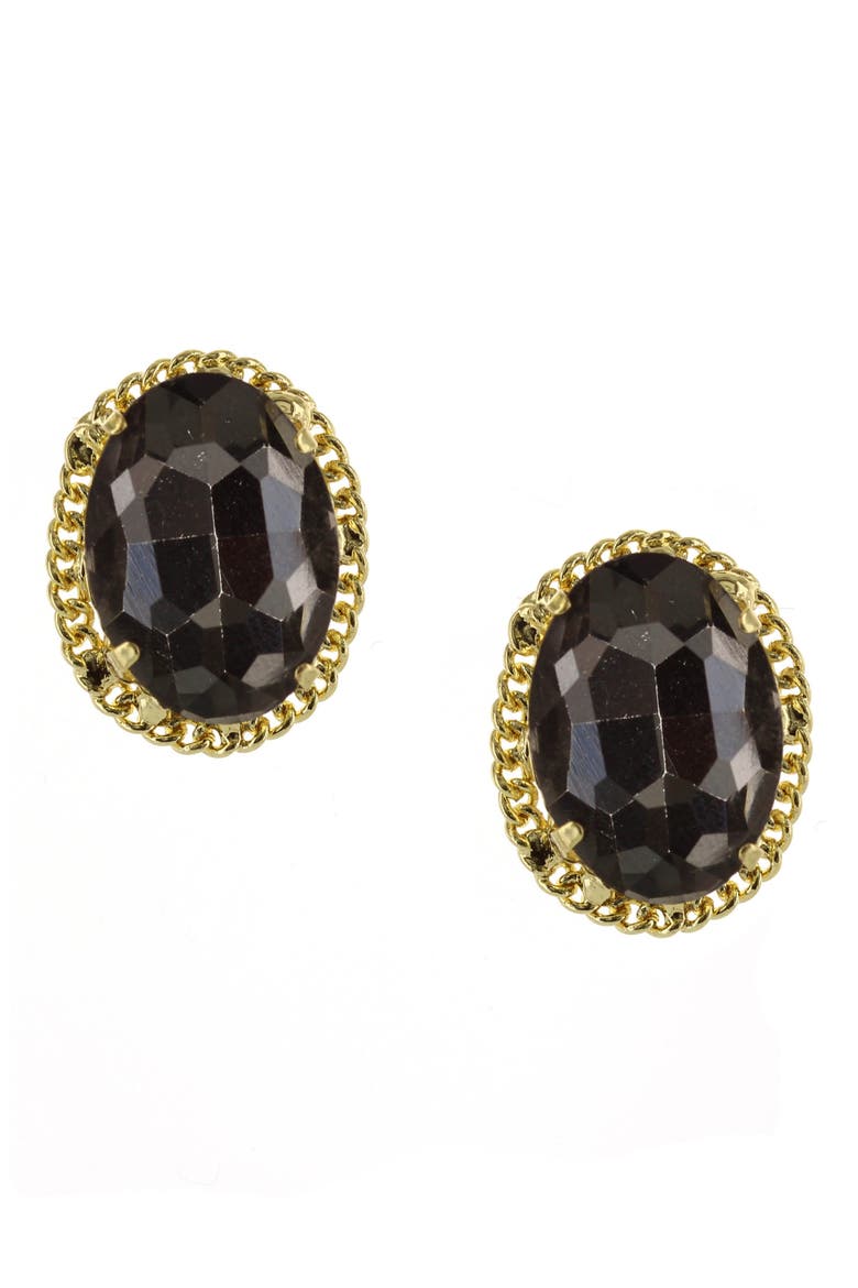 Framed in Chains Crystal Stud Earrings, Main, color, GOLD / GREY