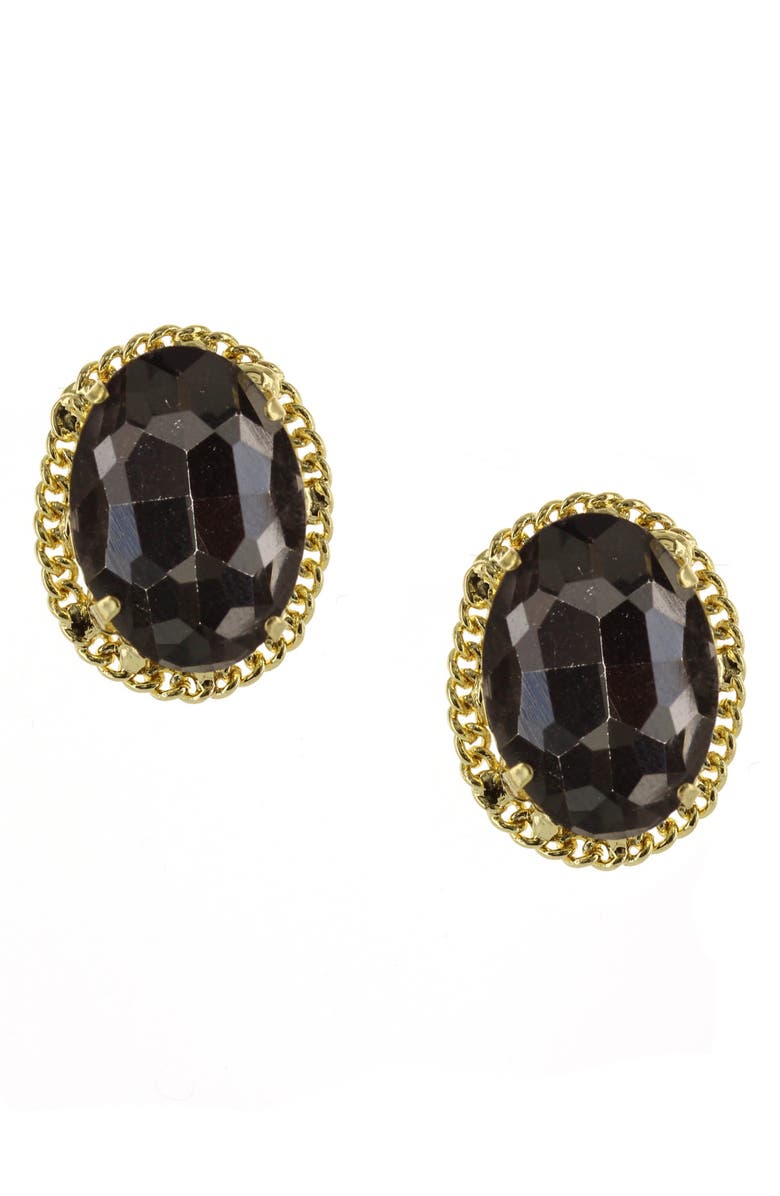 OLIVIA WELLES Framed in Chains Crystal Stud Earrings, Main, color, Gold / Grey