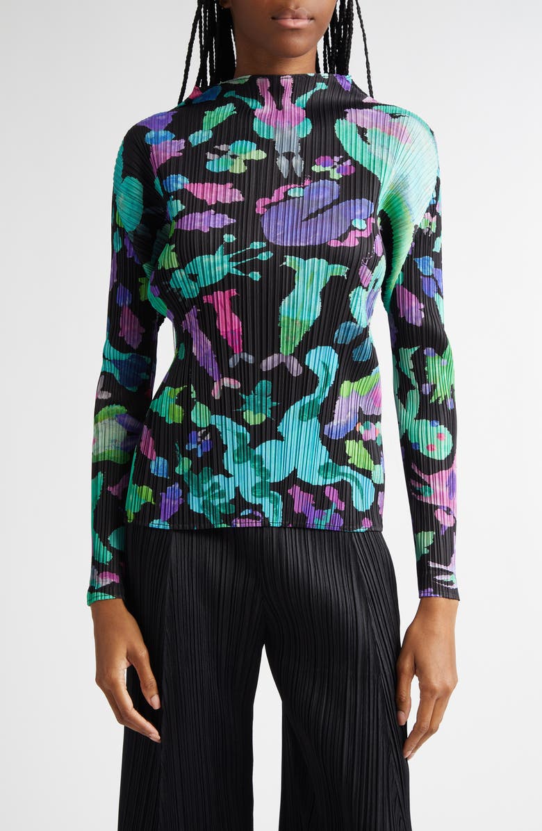 Pleats Please Issey Miyake Dance with New Friends Pleated Long Sleeve Top, Main, color, 