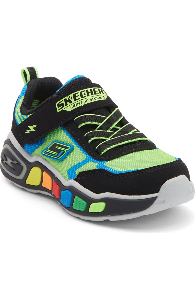 SKECHERS Kids' Play Scene Light Up Machine Washable Sneaker, Main, color, Lime/ Black