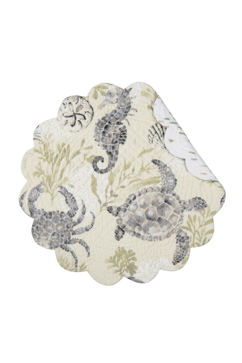 Cannon Beach Round Placemats Set of 6, 17", Alternate, color, Beige